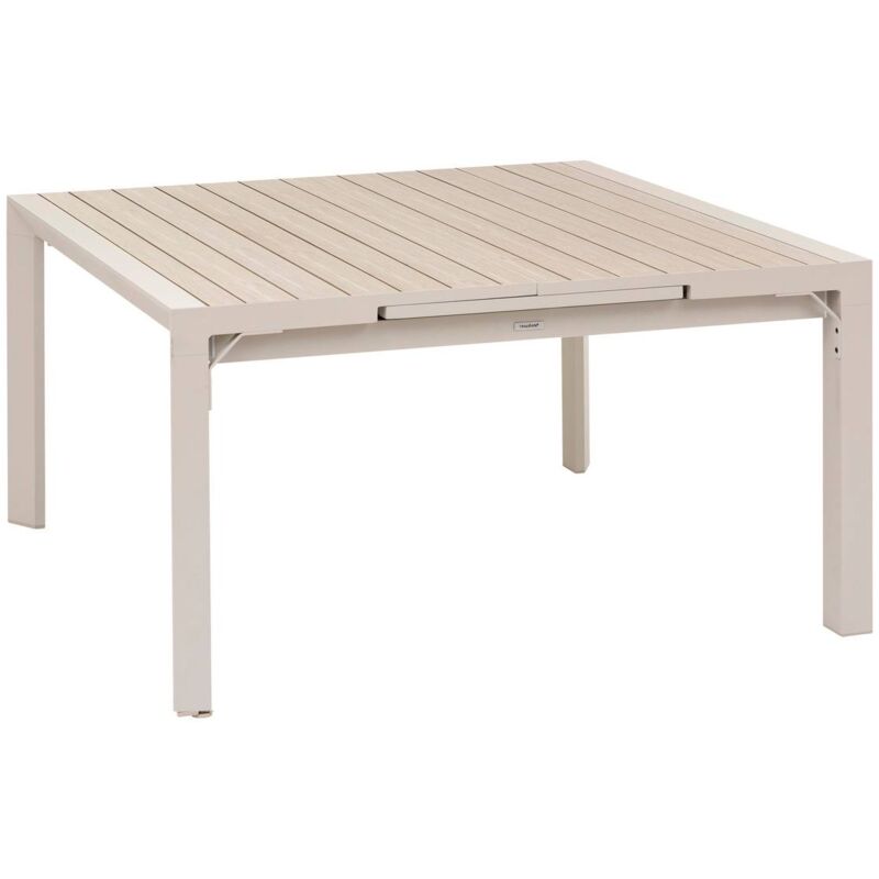 foto del prodotto hesperide tavolo da giardino quadrato allungabile vasion in alluminio trattato con polveri epossidiche, bianco e lino, con 10 posti a sedere