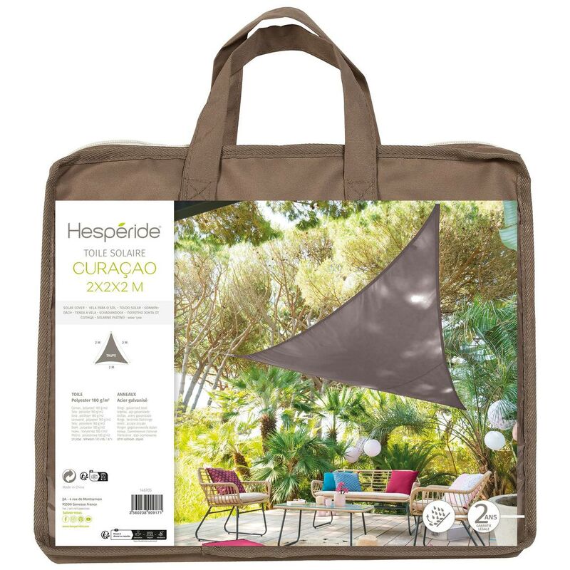 foto del prodotto hesperide vela triangolare curacao di colore tortora 2x2x2m in poliestere hesp ride