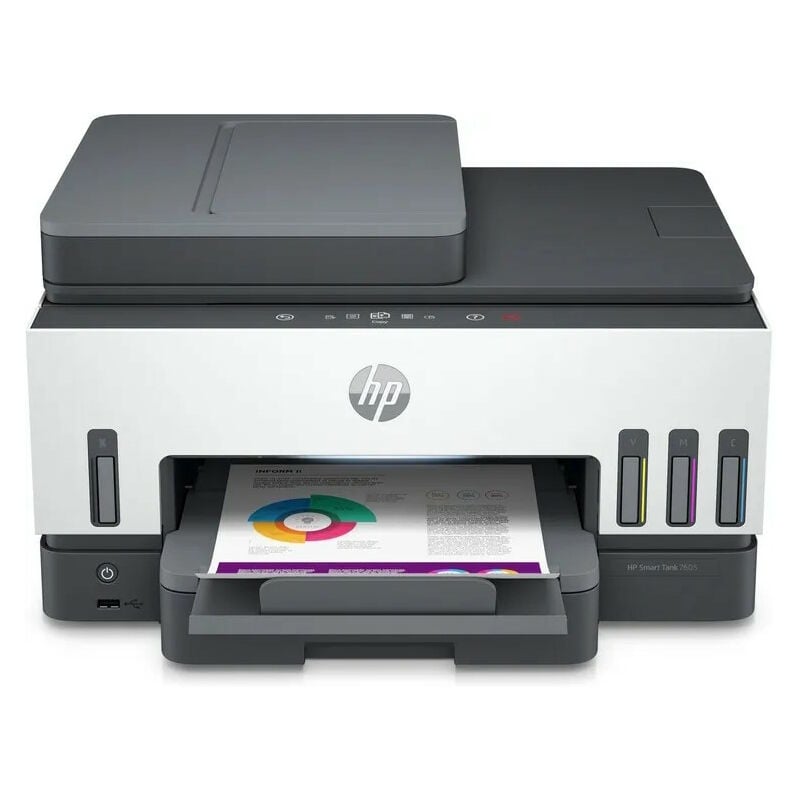 foto del prodotto hewlett packard hp stampante multifunzione smart tank 7605 inkjet a colori stampa copia scansione fax a4 15 ppm b n 9 ppm a colori wi fi 