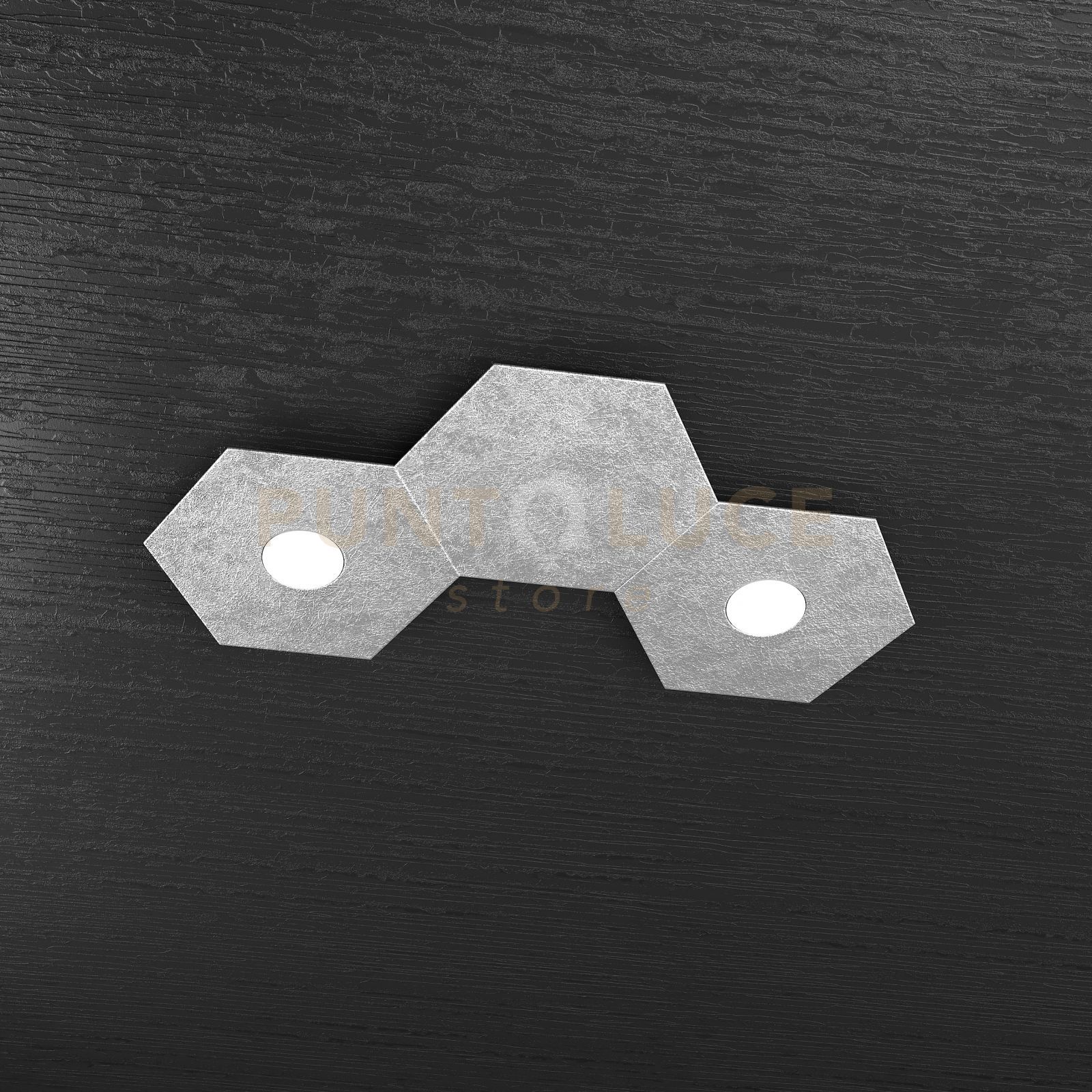 foto del prodotto hexagon applique-plafoniera 2 luci 1 decorativo foglia argento 1142-2l1d-fa