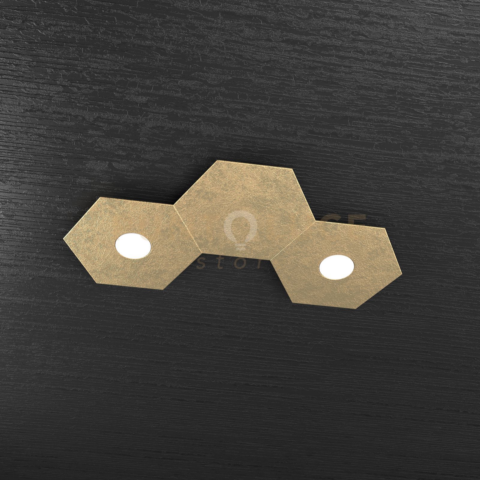 foto del prodotto hexagon applique-plafoniera 2 luci 1 decorativo foglia oro 1142-2l1d-fo