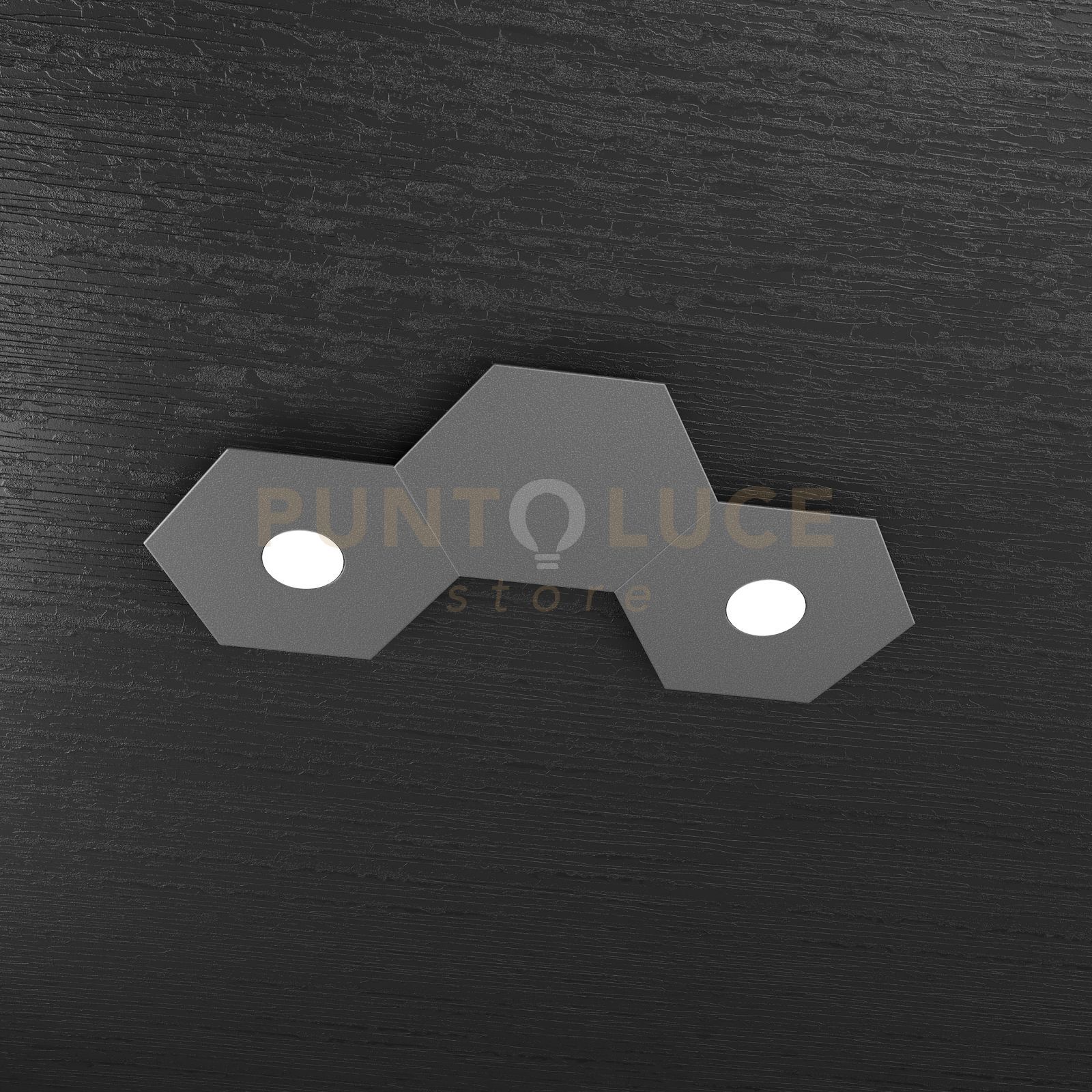 foto del prodotto hexagon applique-plafoniera 2 luci 1 decorativo grigio antracite 1142-2l1d-ga