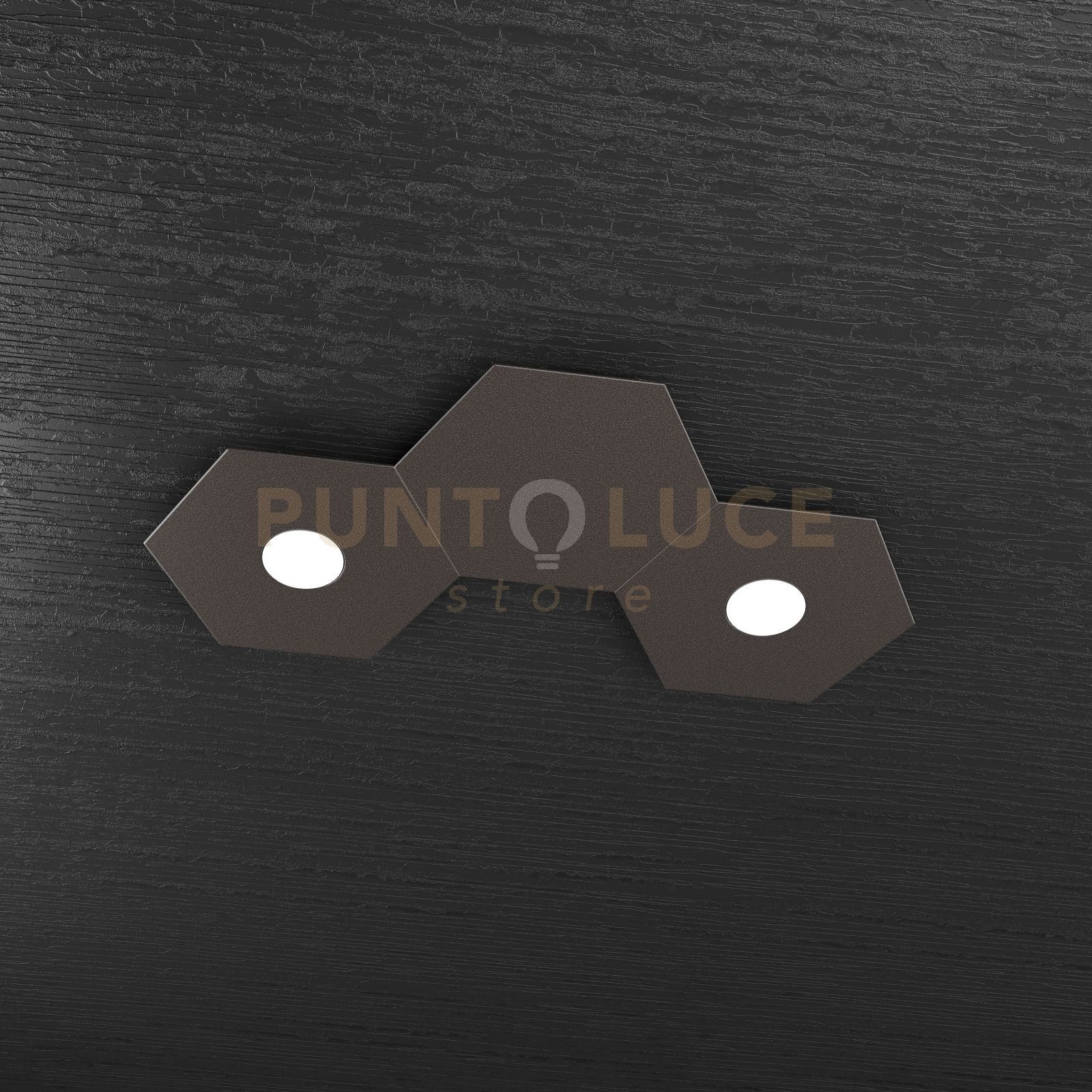 foto del prodotto hexagon applique plafoniera 2 luci 1 decorativo marrone 1142 2l1d ma