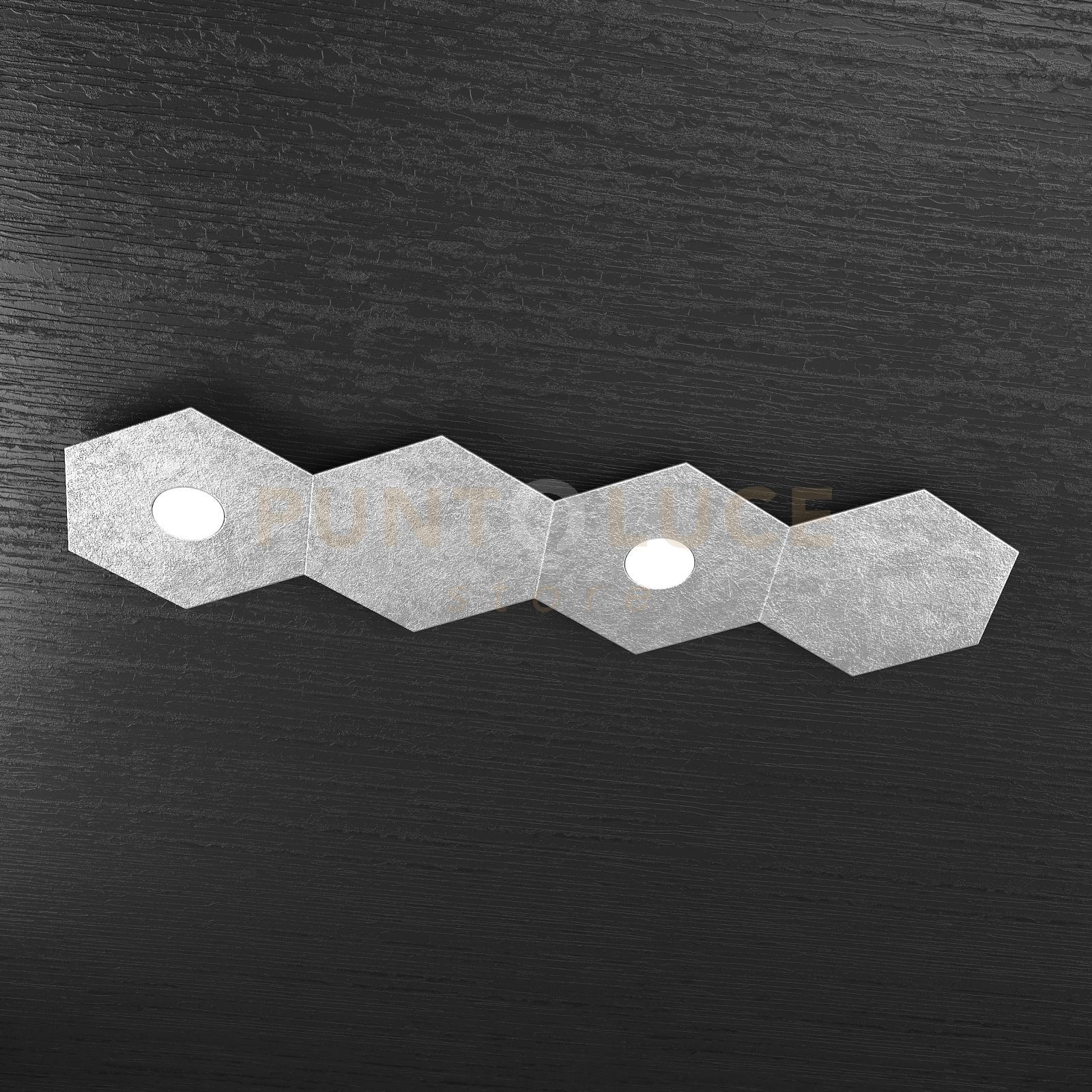 foto del prodotto hexagon applique plafoniera 2 luci 2 decorativo foglia argento 1142 2l2d fa