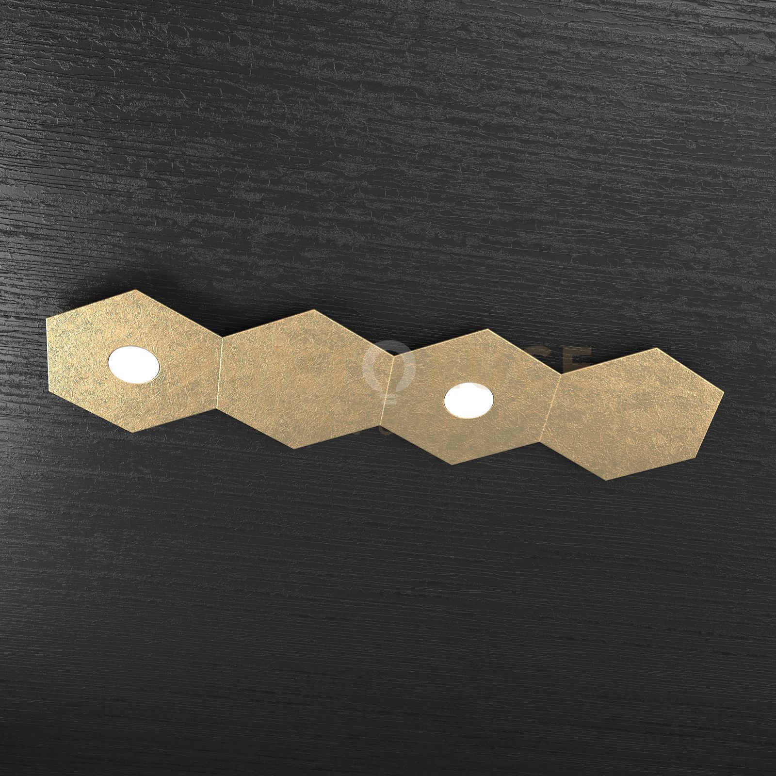 foto del prodotto hexagon applique plafoniera 2 luci 2 decorativo foglia oro 1142 2l2d fo