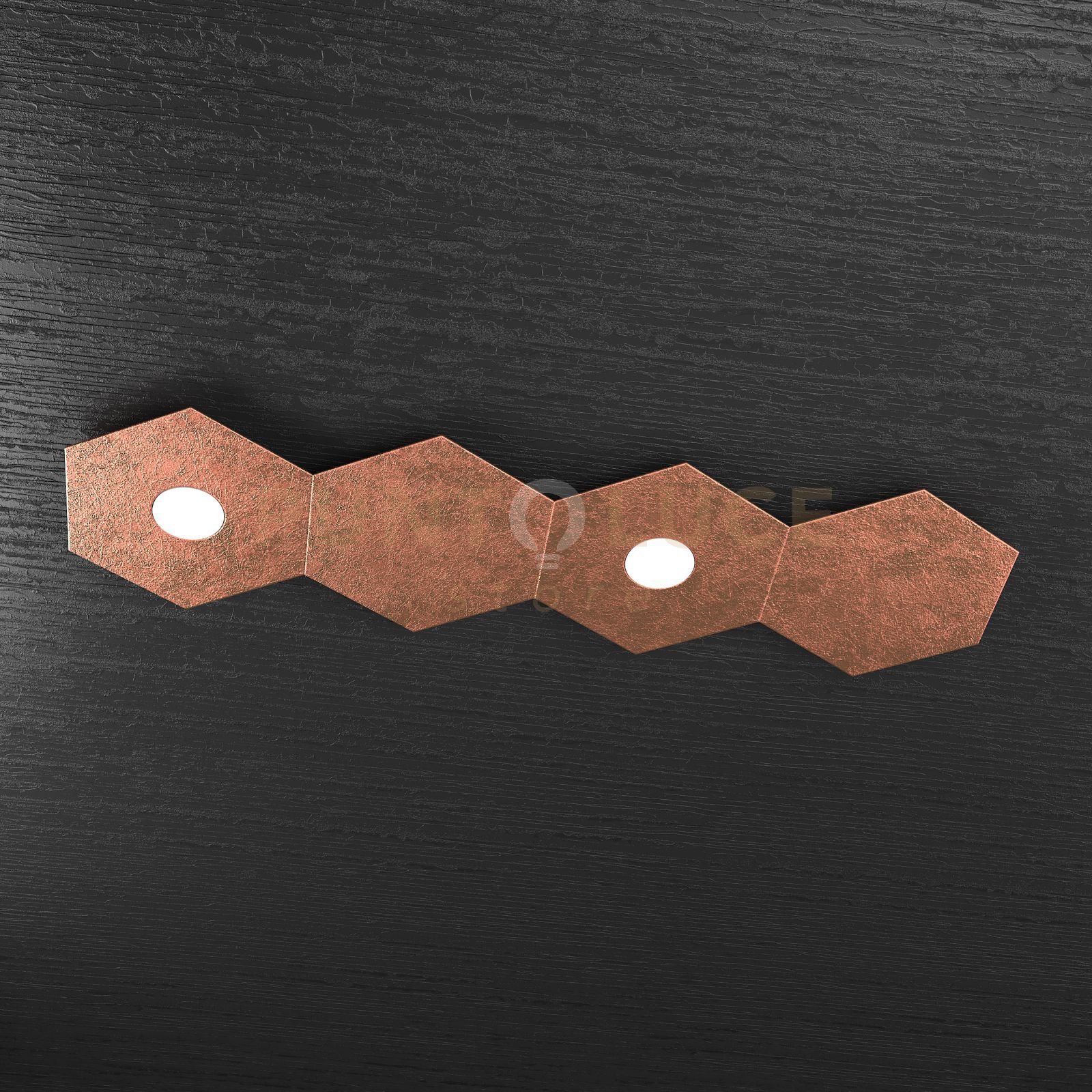 foto del prodotto hexagon applique plafoniera 2 luci 2 decorativo foglia rame 1142 2l2d fr