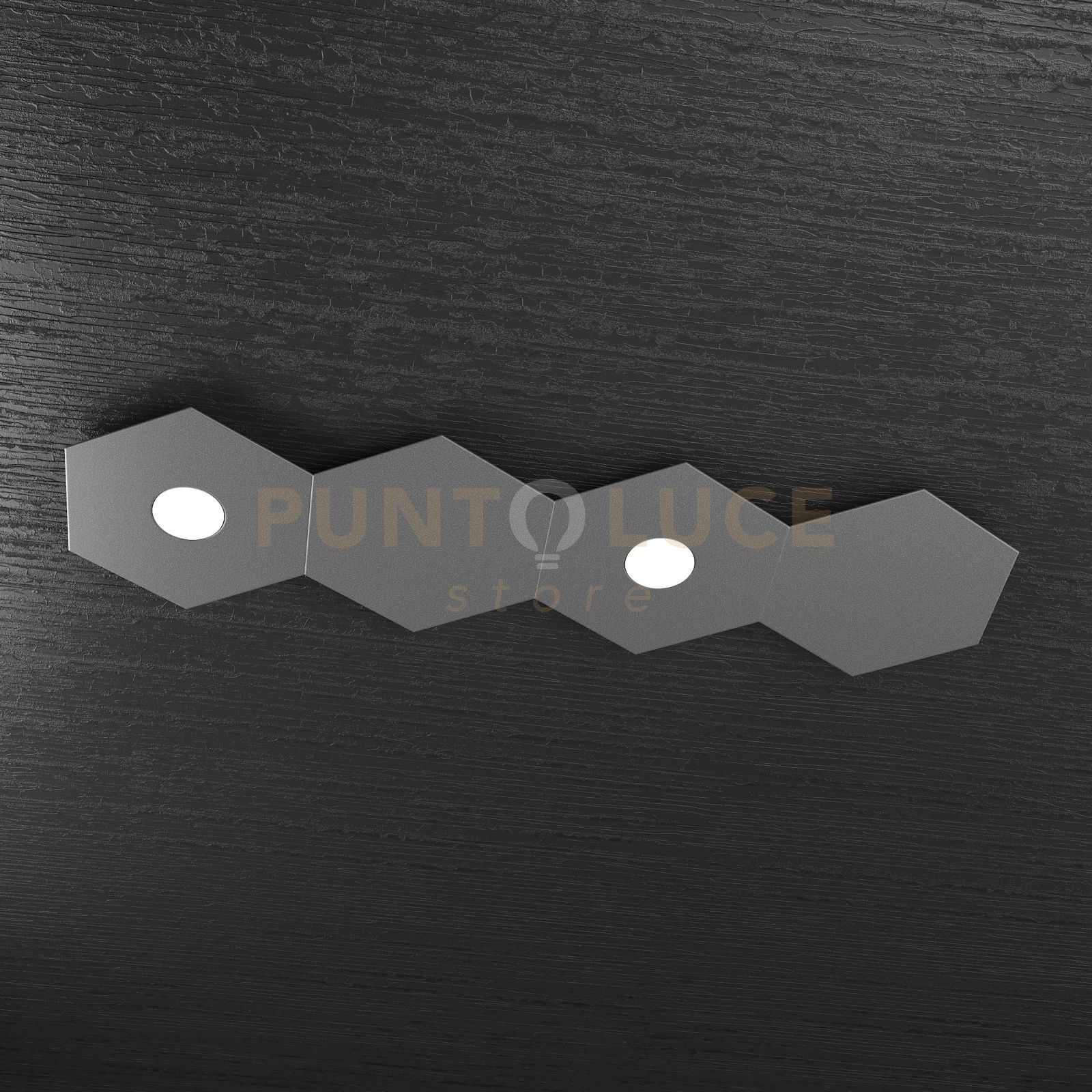 foto del prodotto hexagon applique-plafoniera 2 luci 2 decorativo grigio antracite 1142-2l2d-ga