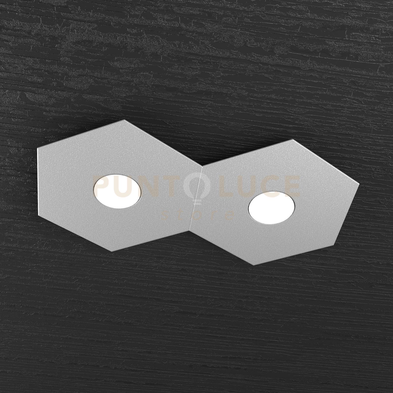 foto del prodotto hexagon applique plafoniera 2 luci grigio 1142 2l gr