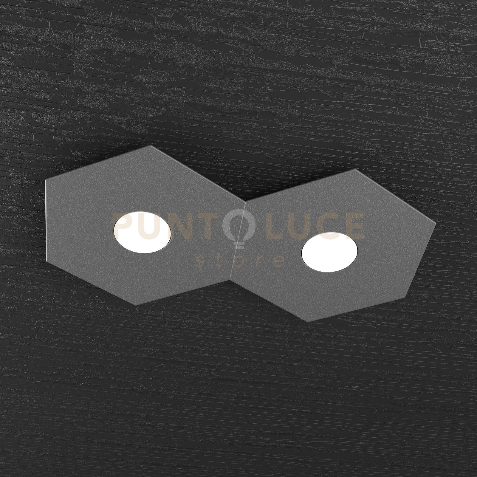 foto del prodotto hexagon applique plafoniera 2 luci grigio antracite 1142 2l ga