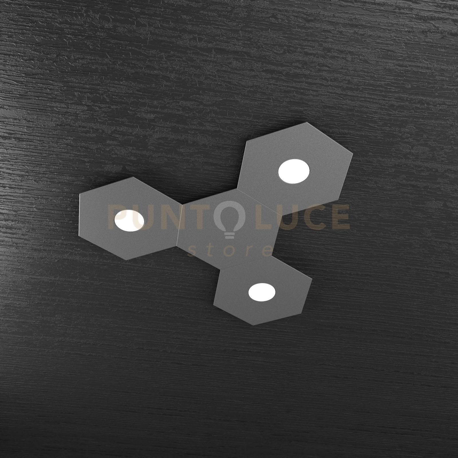 foto del prodotto hexagon applique-plafoniera 3 luci + 1 decorativo grigio antracite 1142-3l1d-ga