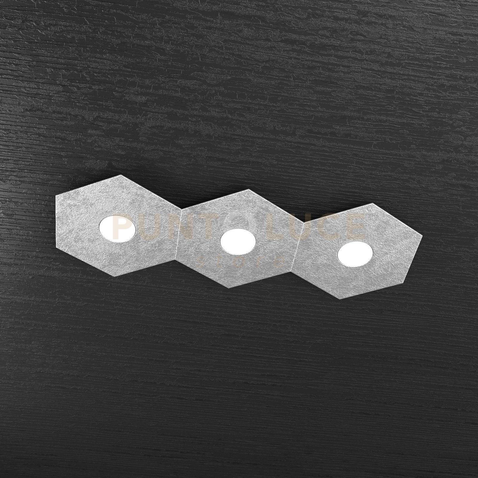 foto del prodotto hexagon applique plafoniera 3 luci foglia argento 1142 3l fa