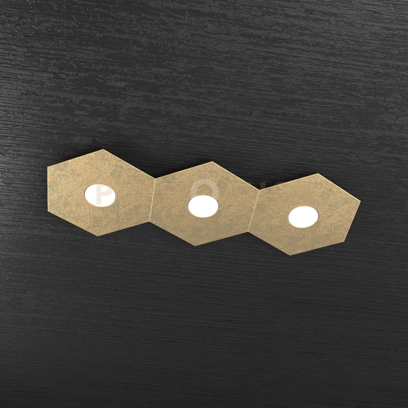 foto del prodotto hexagon applique plafoniera 3 luci foglia oro 1142 3l fo