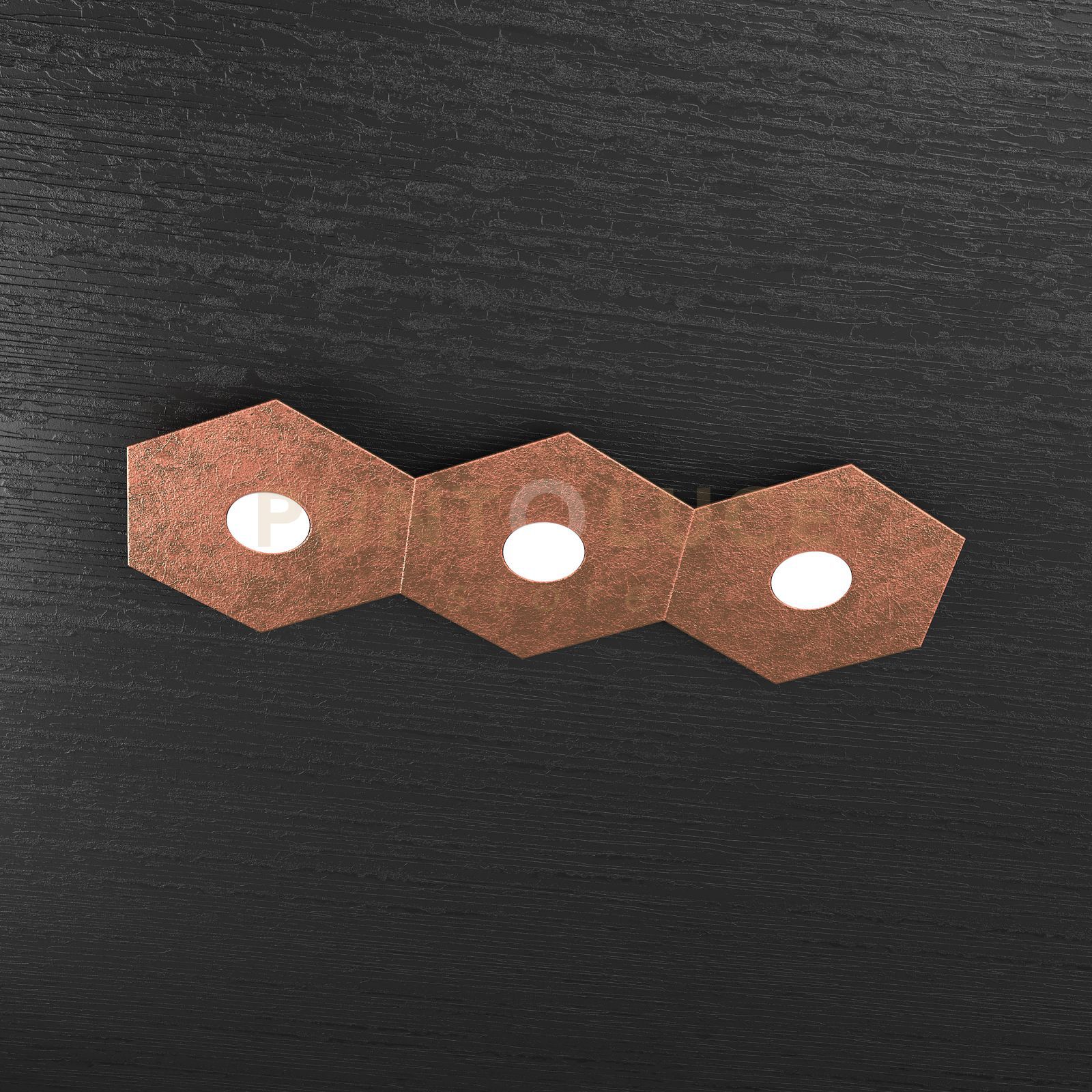 foto del prodotto hexagon applique plafoniera 3 luci foglia rame 1142 3l fr