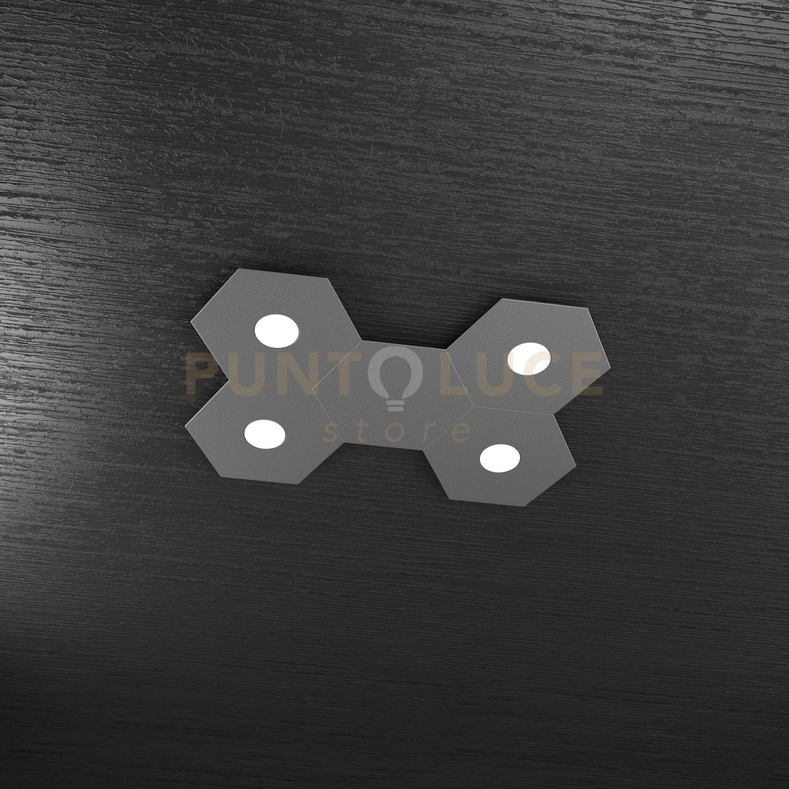 foto del prodotto hexagon applique plafoniera 4 luci 1 decorativo grigio antracite 1142 4l1d ga