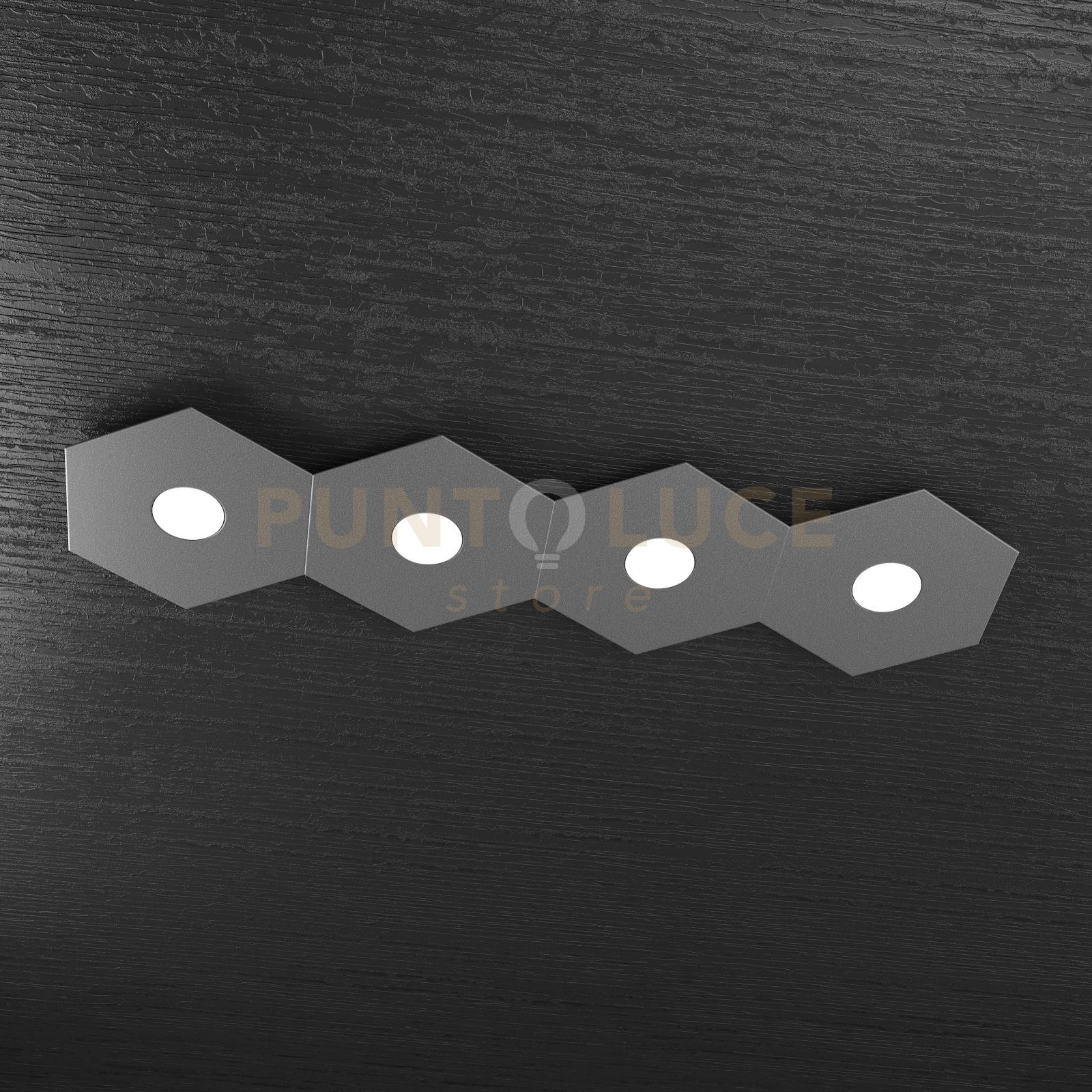 foto del prodotto hexagon applique plafoniera 4 luci grigio antracite 1142 4l ga