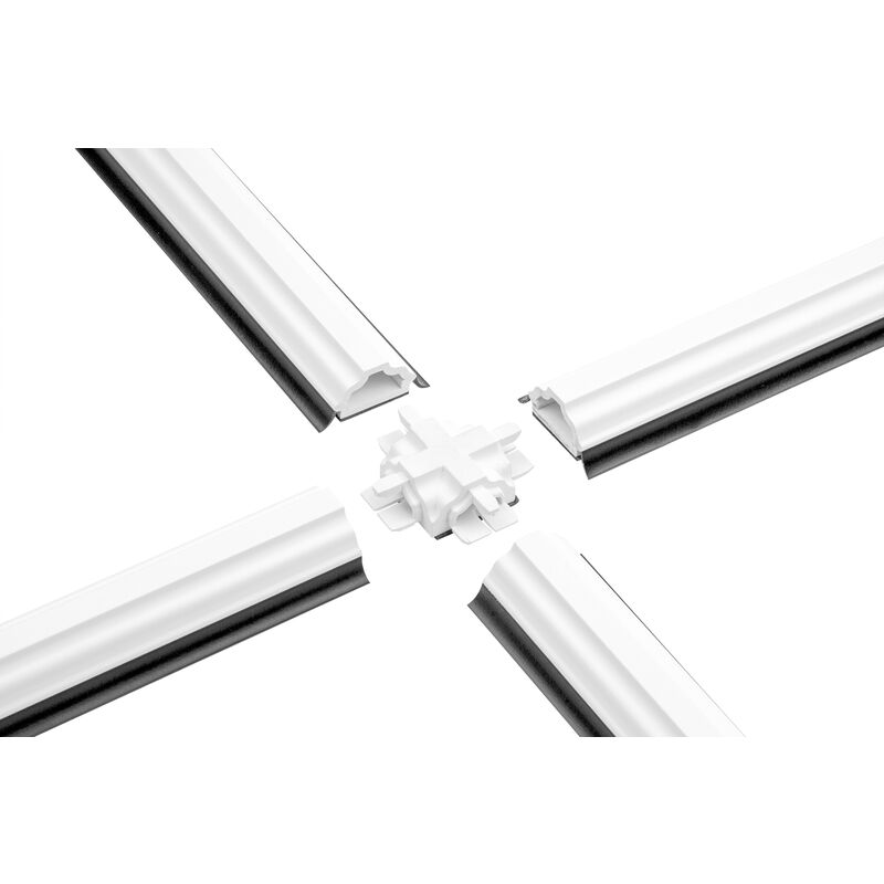 foto del prodotto hexim barre vetro e connettori a croce pvc bianco, soft lip grigio e nero, autoadesivi hj gl2313 kr23 2 metri labbro nero