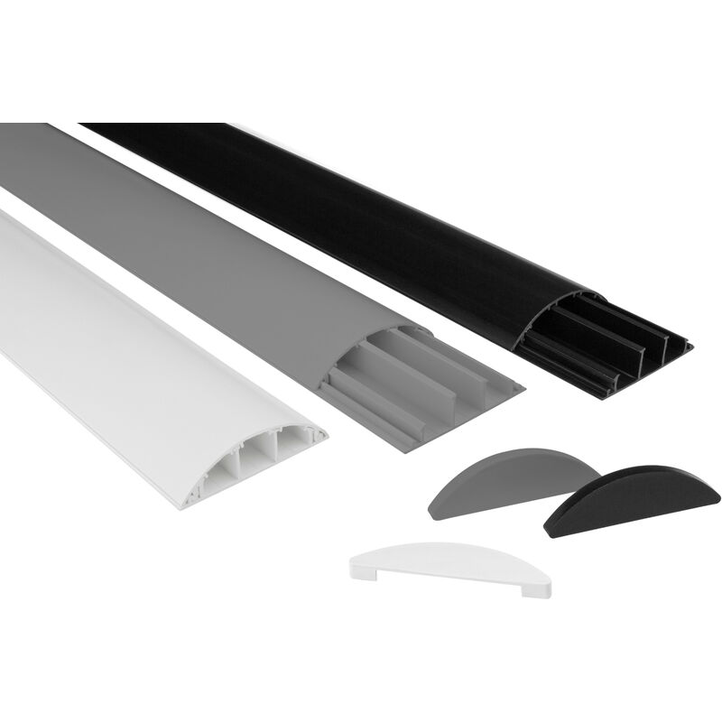 foto del prodotto hexim canalina per cavi 68x18mm pvc plastica semicircolare per tv, parete e pavimento bianco, 4 metri 2 strisce