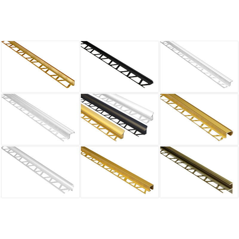foto del prodotto hexim guide per piastrelle in alluminio, durevoli e antiruggine come protezione dei bordi argento, trim 15x10mm