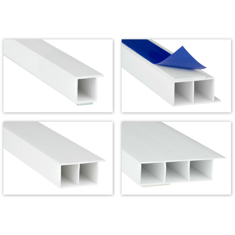 foto del prodotto hexim modanature a camera cava pvc bianco 2m altezza bordo 15mm, scelta bandiera nastro adesivo hj con nastro adesivo, hj.207 25x15 mm