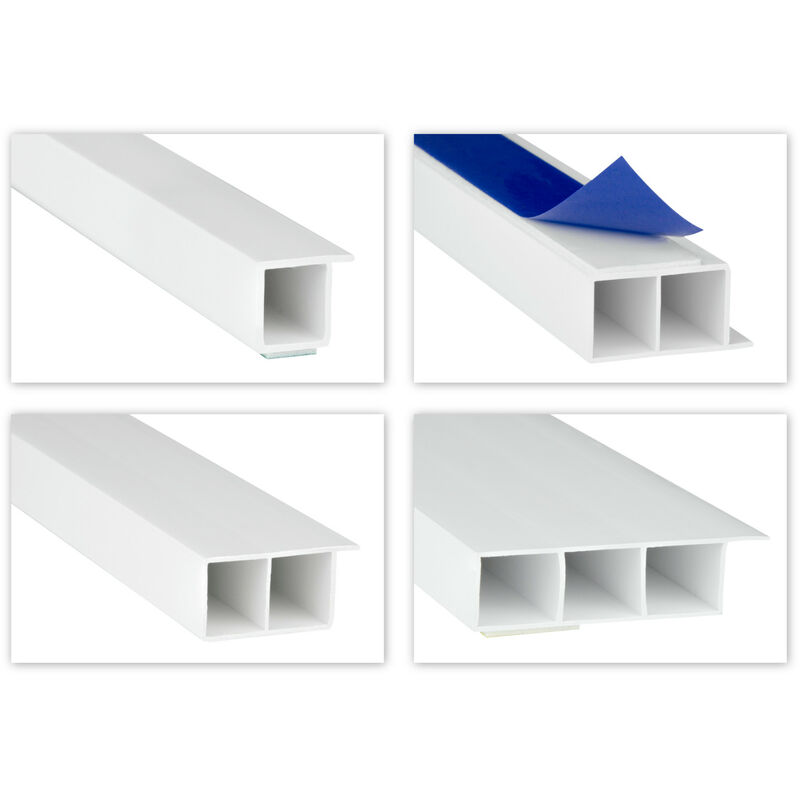 foto del prodotto hexim modanature a camera cava pvc bianco 2m altezza bordo 15mm, scelta bandiera nastro adesivo hj con nastro adesivo, hj.2172015 20x15mm