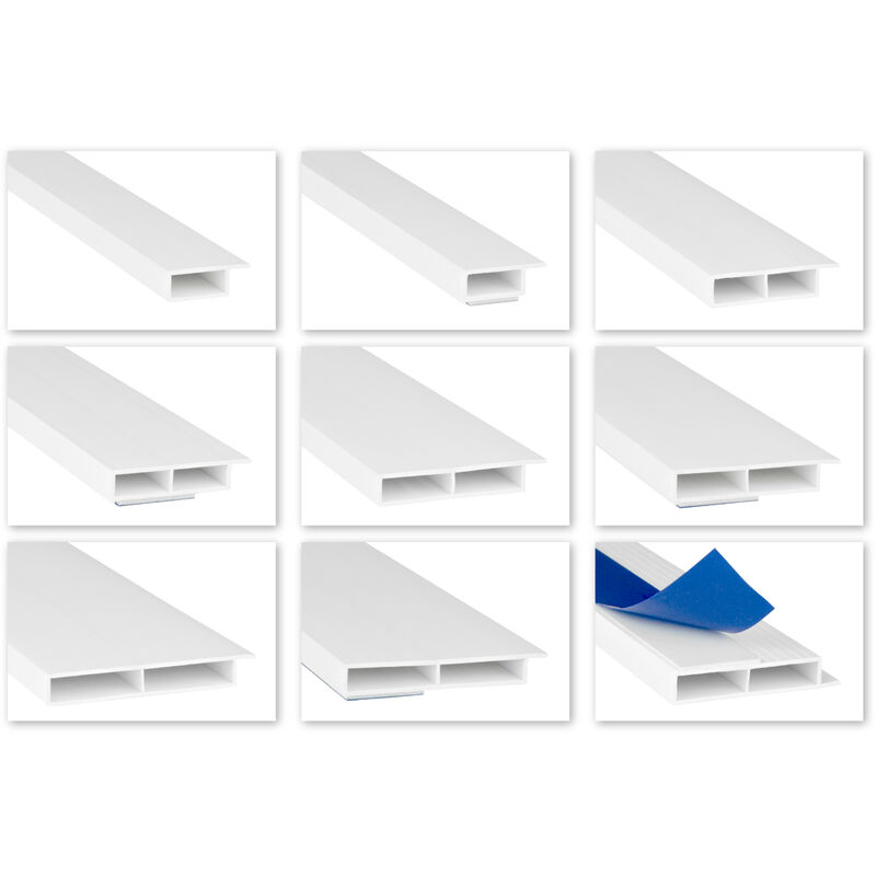 foto del prodotto hexim - modanature a camera cava pvc bianco 2m - altezza bordo 7mm, scelta di bandiera nastro adesivo - hj con nastro adesivo, hj.233 - 35x7mm