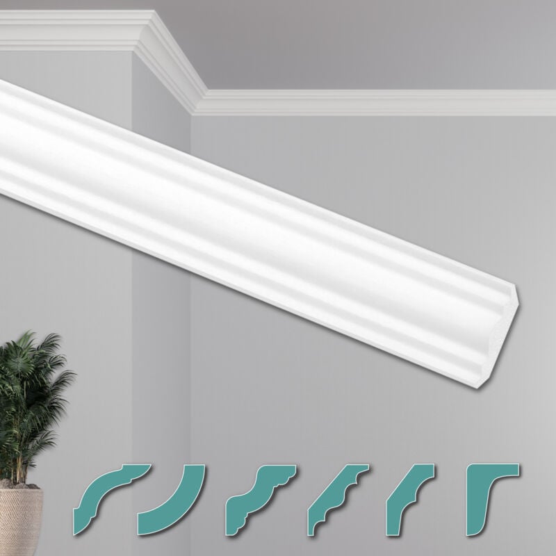 foto del prodotto hexim o stucchi per soffitto moderni in xps styropor bianco, 2 metri profili di cornici decorative zg11 36 x 30 mm, un pezzo campione
