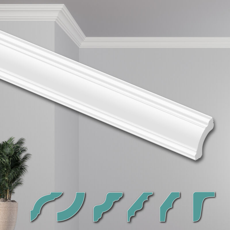 immagine 0 del prodotto hexim o stucchi per soffitto moderni in xps styropor bianco, 2 metri profili di cornici decorative zg12 38 x 38 mm, 2 metri 1 pezzo