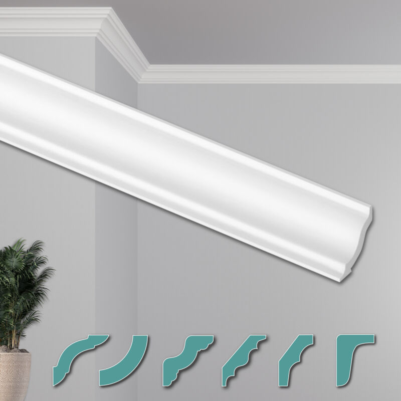 foto del prodotto hexim o stucchi per soffitto moderni in xps styropor bianco, 2 metri profili di cornici decorative zg13 40 x 40 mm, 2 metri 1 pezzo