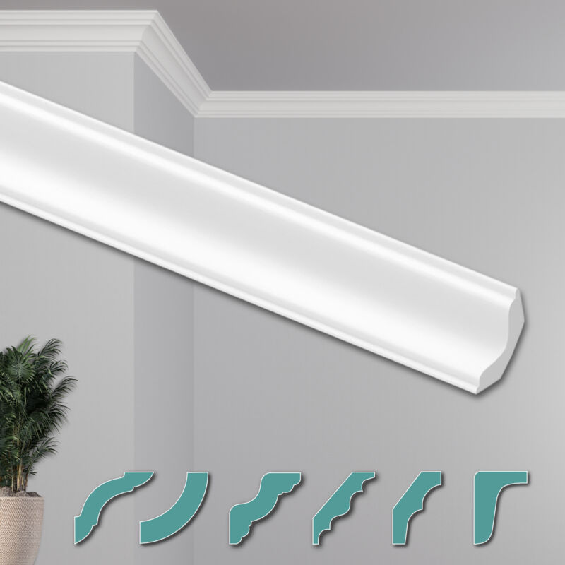 foto del prodotto hexim o stucchi per soffitto moderni in xps styropor bianco, 2 metri profili di cornici decorative zg16 45 x 45 mm, 2 metri 1 pezzo