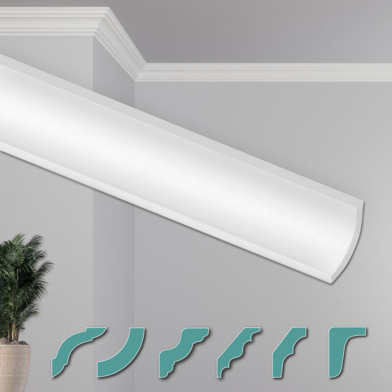 foto del prodotto hexim o stucchi per soffitto moderni in xps styropor bianco, 2 metri profili di cornici decorative zg19 48 x 48 mm, un pezzo campione