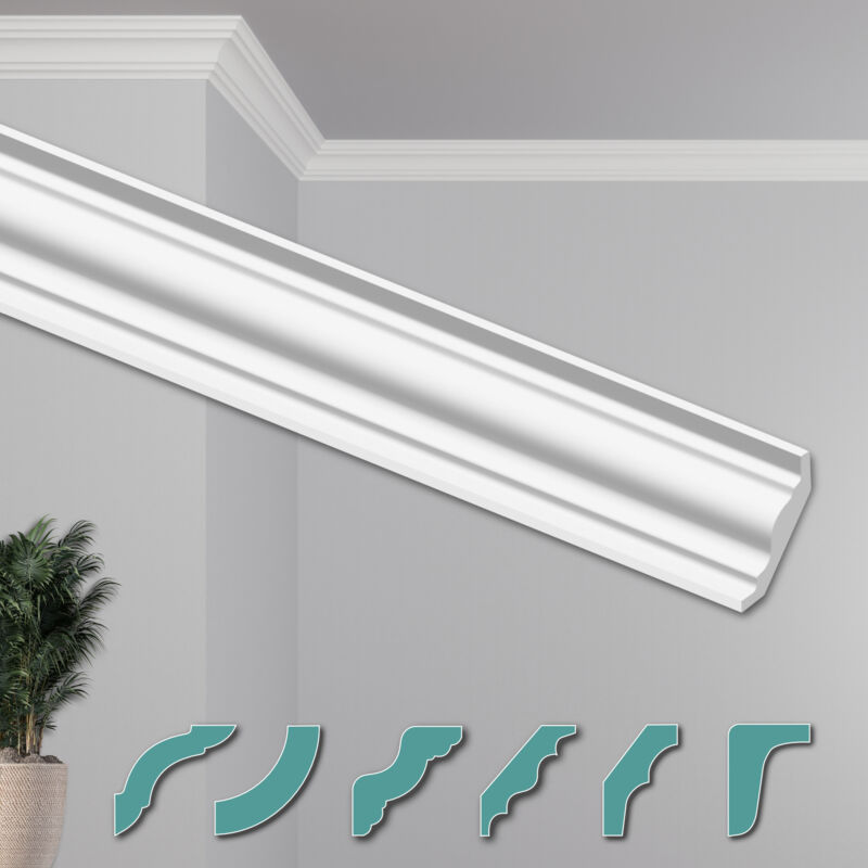 foto del prodotto hexim o stucchi per soffitto moderni in xps styropor bianco, 2 metri profili di cornici decorative zg20 49 x 45 mm, 2 metri 1 pezzo