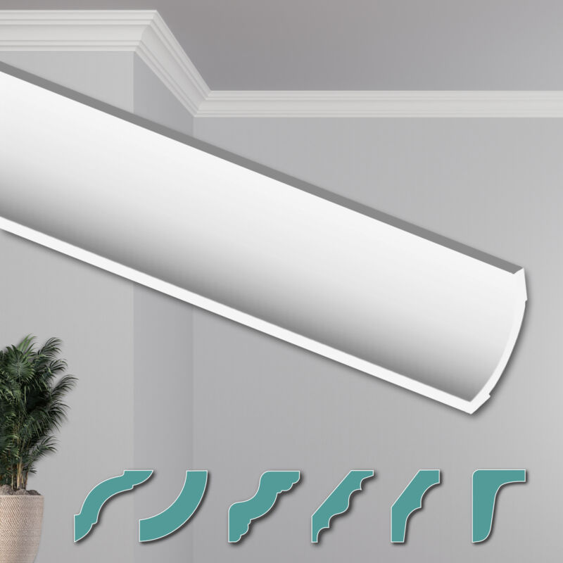 foto del prodotto hexim o stucchi per soffitto moderni in xps styropor bianco, 2 metri profili di cornici decorative zg24 56 x 56 mm, un pezzo campione