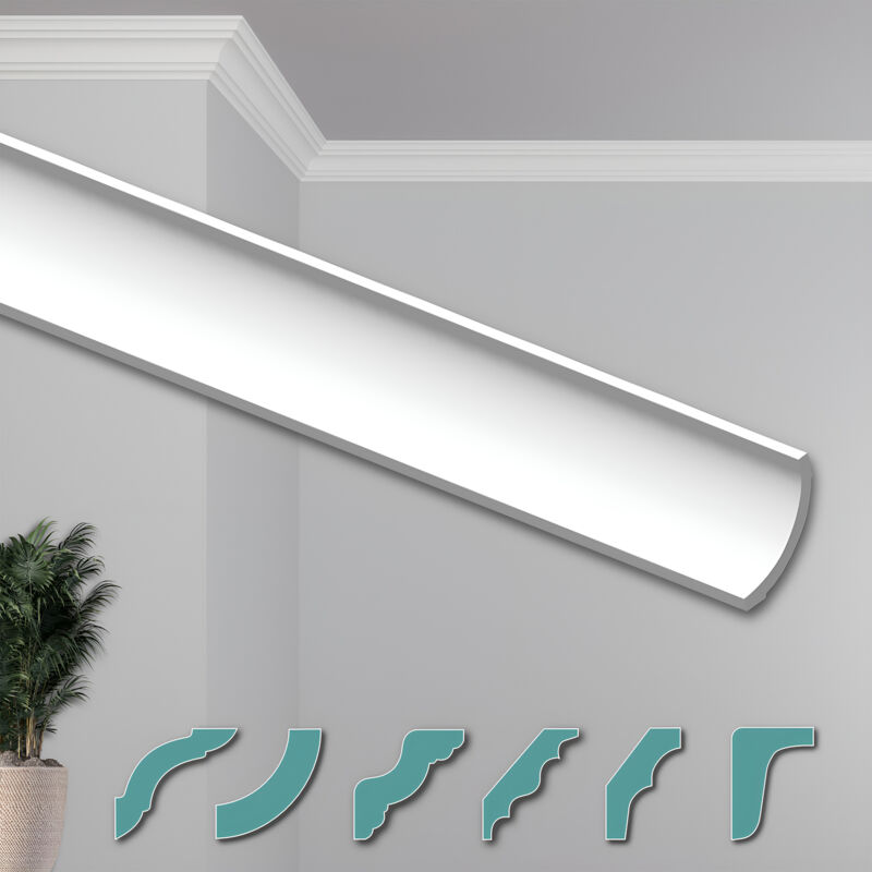 foto del prodotto hexim o stucchi per soffitto moderni in xps styropor bianco, 2 metri profili di cornici decorative zg26 68 x 68 mm, un pezzo campione