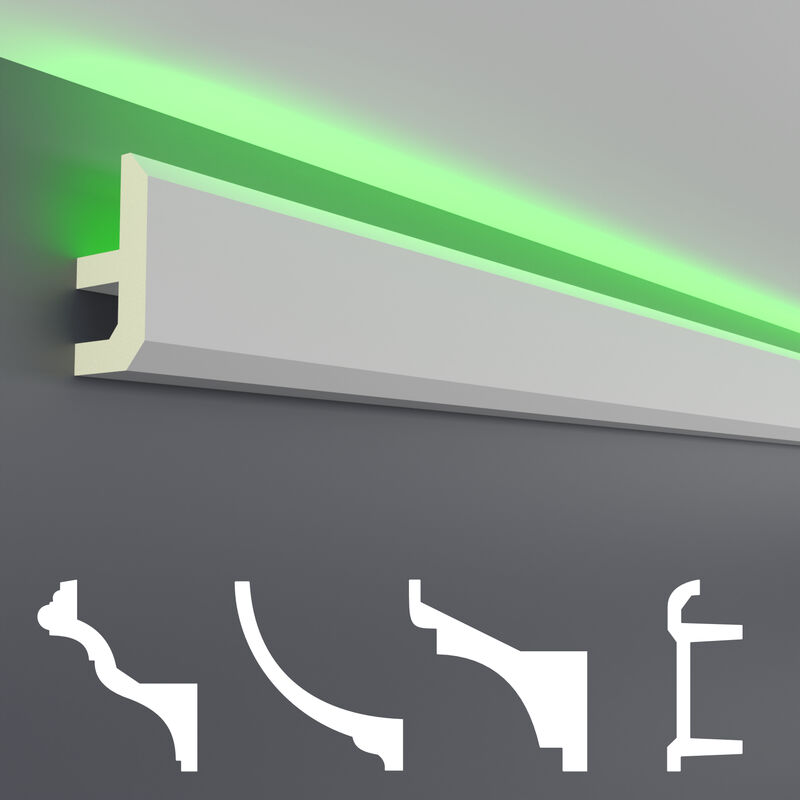 foto del prodotto hexim pacchetti economici da led 1 a led 20 profilo pu illuminazione indiretta, opaco 10 metri, led 13 80x40mm