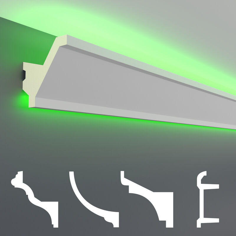 foto del prodotto hexim pacchetti economici da led 1 a led 20 profilo pu illuminazione indiretta, opaco 10 metri, led 15 80x80mm
