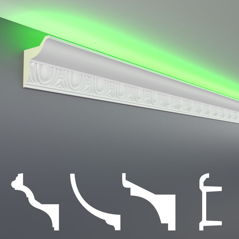 foto del prodotto hexim pacchetti economici da led 1 a led 20 profilo pu illuminazione indiretta, opaco led 3 58x48 mm, 2 metri