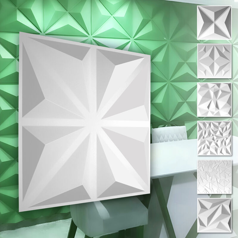 foto del prodotto hexim pannelli murali 3d in plastica pvc rivestimento murale bianco con aspetto 3d motivi a diamante 1 pannello campione, hd017