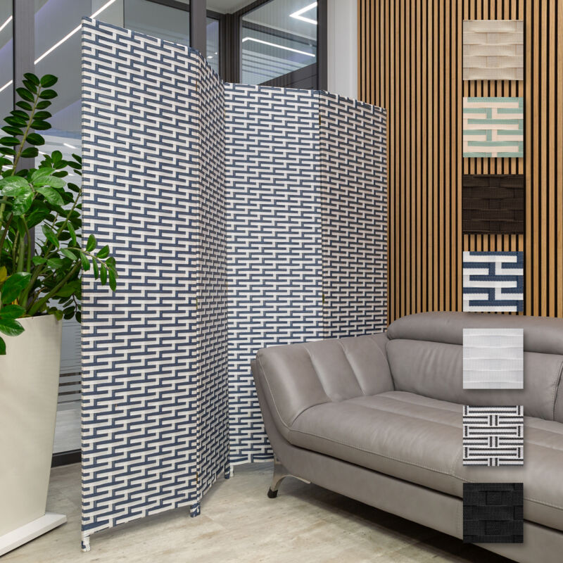 foto del prodotto hexim parete divisoria 180x180cm 4 pezzi interno esterno divisore di spazi paravento schermo privacy 1 pezzo, blu scuro e bianco