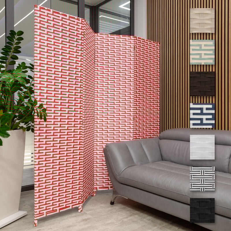 foto del prodotto hexim parete divisoria 180x180cm 4 pezzi interno esterno divisore di spazi paravento schermo privacy 1 pezzo, rosso e bianco
