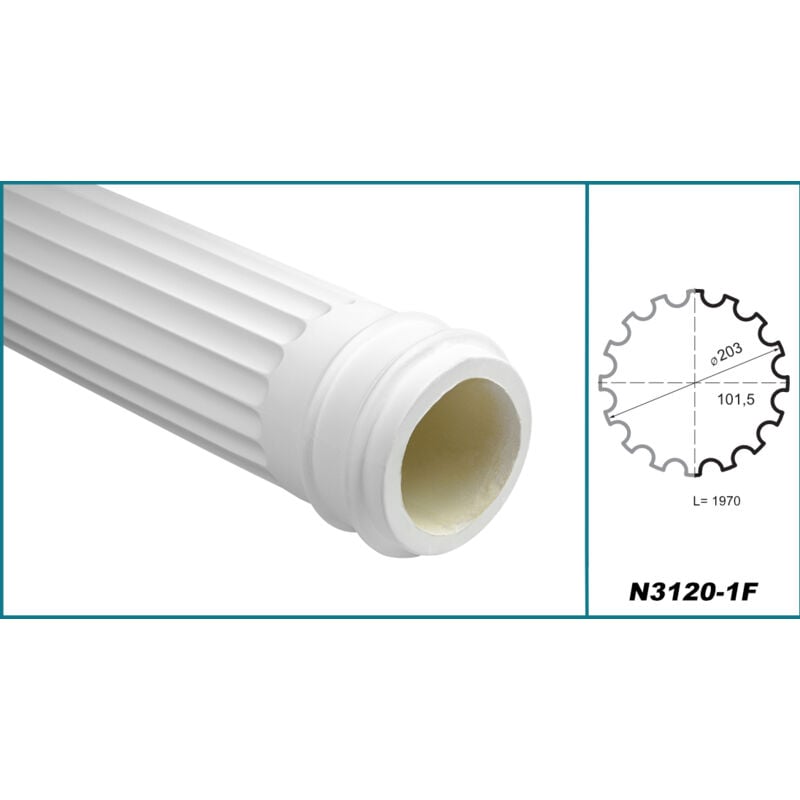 foto del prodotto hexim perfect - colonne e mezze colonne rotonde scanalate stucco selezione 203mm n3120 rotondo, base