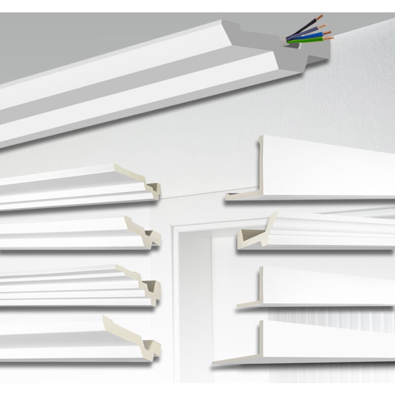 foto del prodotto hexim perfect hexim modanatura coprire cavi e tubi modelli ab 2 metri cornice bianco schiuma pu, copertina ab171 60x20mm