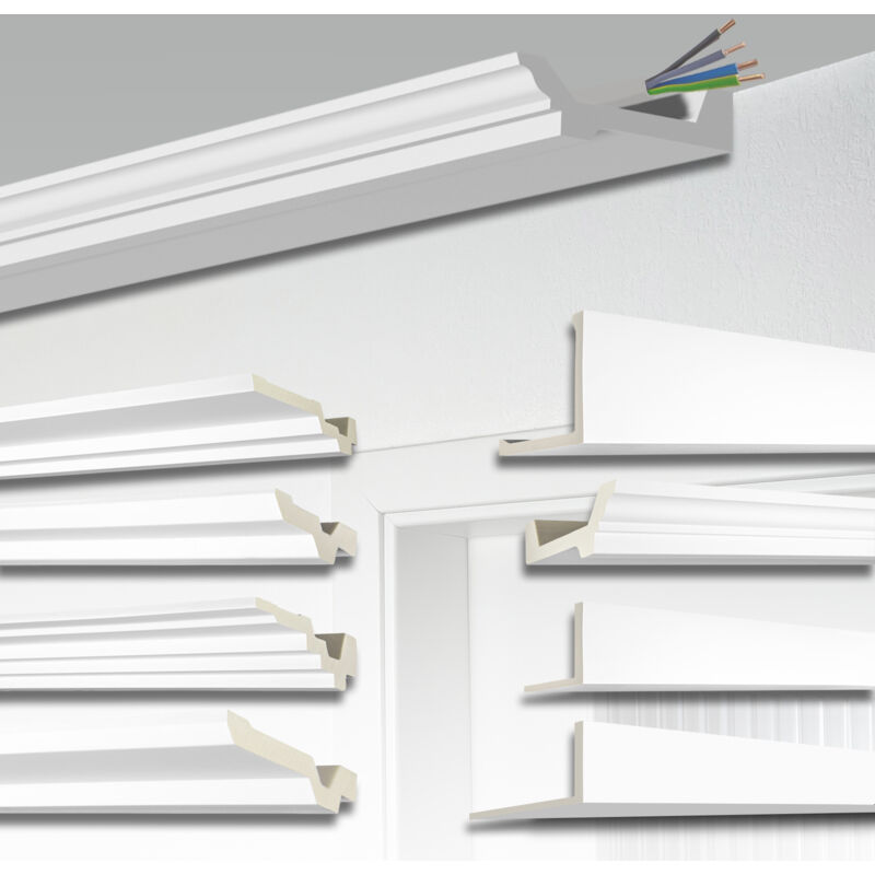 foto del prodotto hexim perfect hexim modanatura coprire cavi e tubi modelli ab 2 metri cornice bianco schiuma pu, copertina ab179 155x45mm