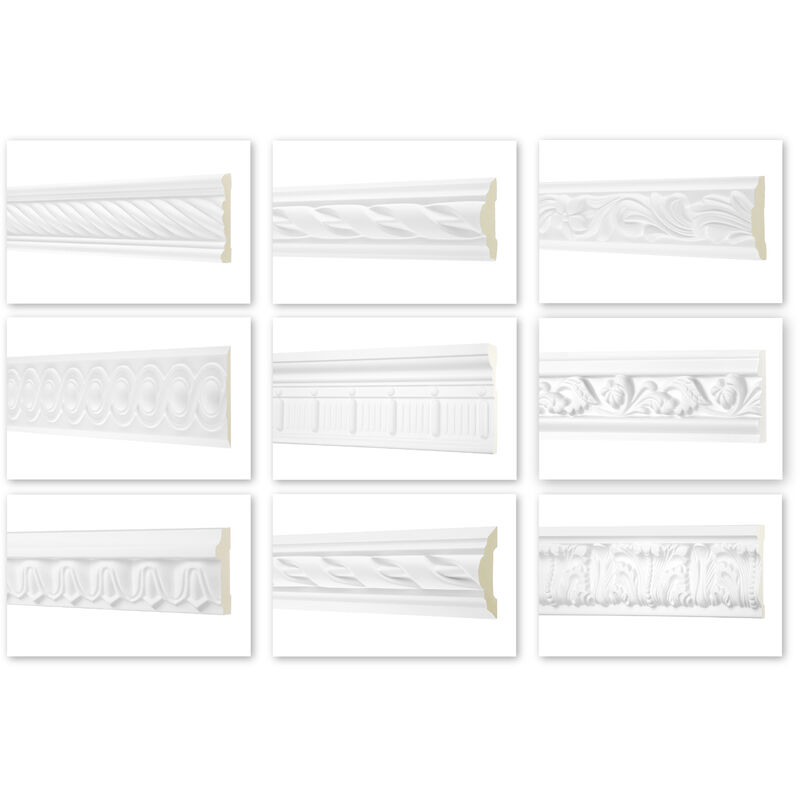foto del prodotto hexim perfect profilo piatto 2 m serie 1 modanatura in pu a stucco, resistente agli urti perfect ac ac202 60x13 mm