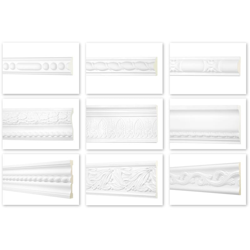 foto del prodotto hexim perfect profilo piatto da 2 metri, serie 2 modanatura in pu a stucco, resistente agli urti perfect ac ac278 40x24mm