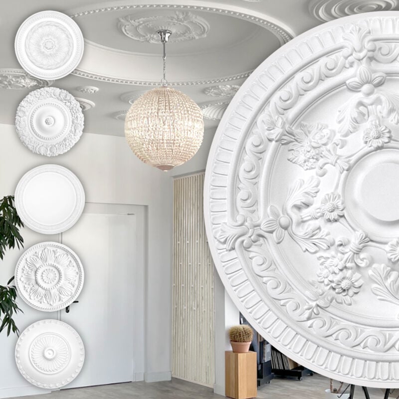 foto del prodotto hexim perfect rosone di stucco rosone da soffitto in schiuma dura pu, robusto series 1 b3009 660 mm