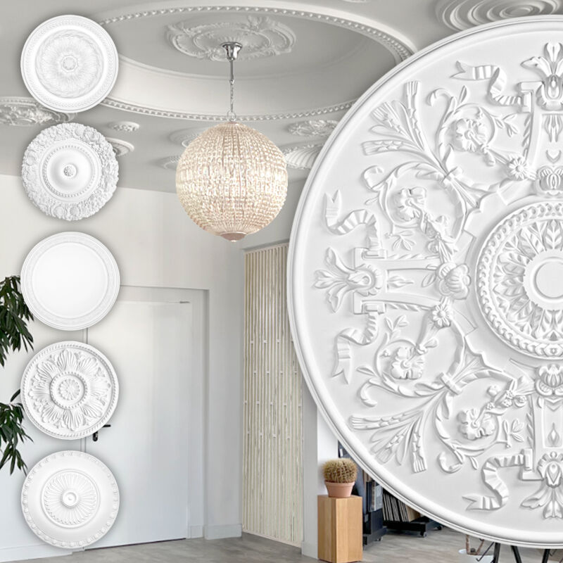 foto del prodotto hexim perfect rosone di stucco rosone da soffitto in schiuma dura pu, robusto series 1 b3037 840 mm
