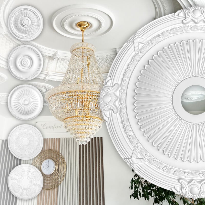 foto del prodotto hexim perfect rosone di stucco rosone da soffitto in schiuma dura pu, robusto series 2 b3074 700 mm