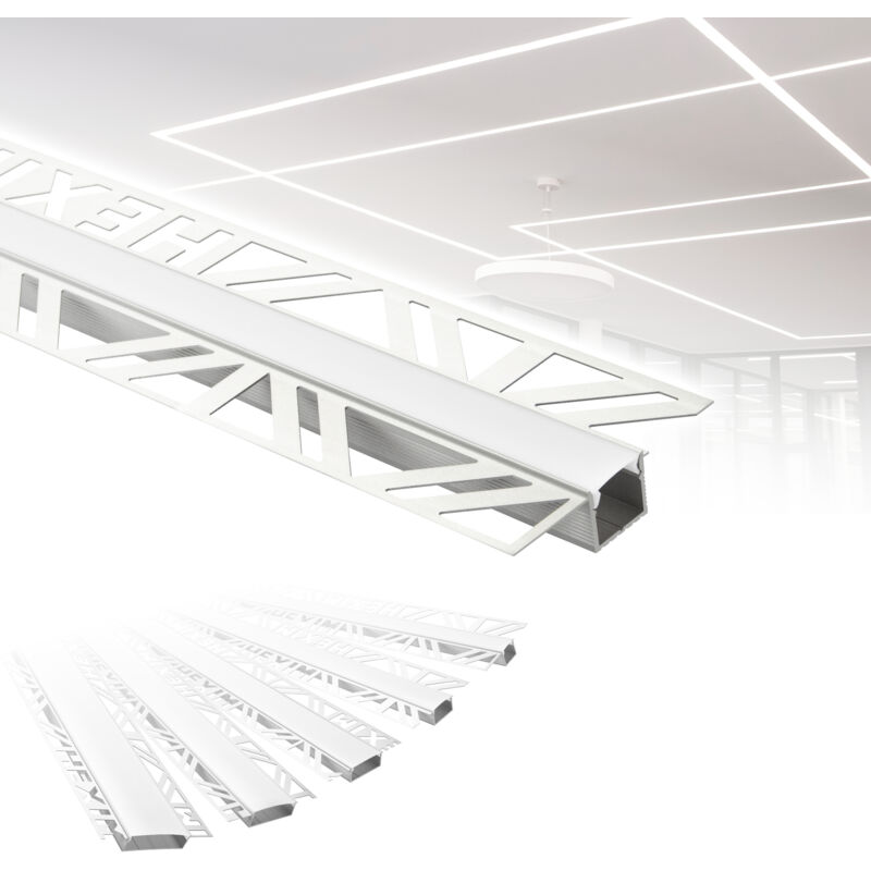 foto del prodotto hexim profili in alluminio per led, cartongesso a incasso con copertura opalina, diverse larghezze aled 1 larghezza luminosa di 12 mm, 2 metri 