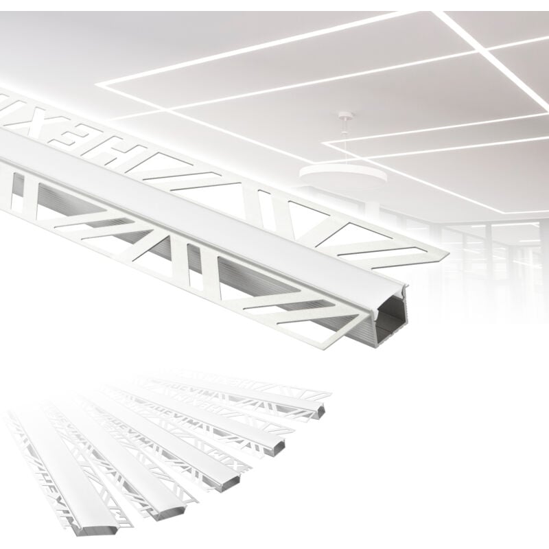 foto del prodotto hexim profili in alluminio per led, cartongesso a incasso con copertura opalina, diverse larghezze aled 1 larghezza luminosa di 12 mm, 40 metri