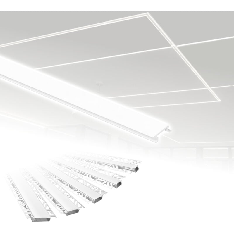 foto del prodotto hexim profili in alluminio per led, cartongesso a incasso con copertura opalina, diverse larghezze aled 1 larghezza luminosa di 12 mm, opale